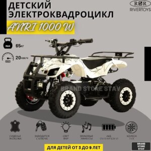 Детский электро квадроцикл RIVERTOYS ANRI белый Spider 1000W
